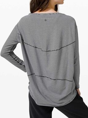 Lululemon Back In Action Long Sleeve Tonka Stripe Black White 2020 Pima Cotton 8